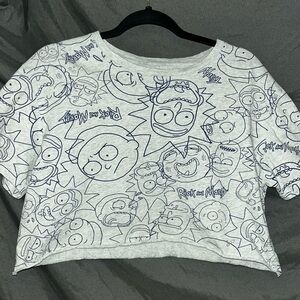 Rick and Morty cut-off grey crop top